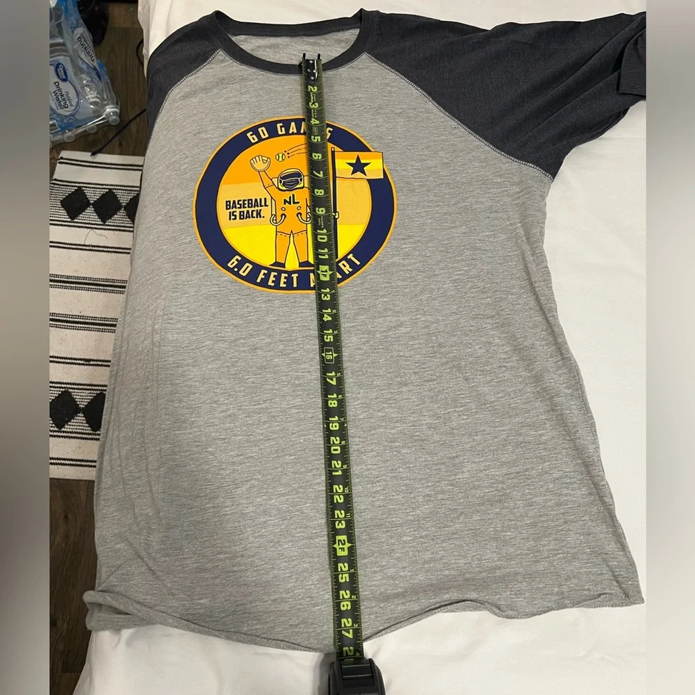 No Label Brewing Astros Gray and Black Baseball Graphic Men's Shirt Sz XXL EUC